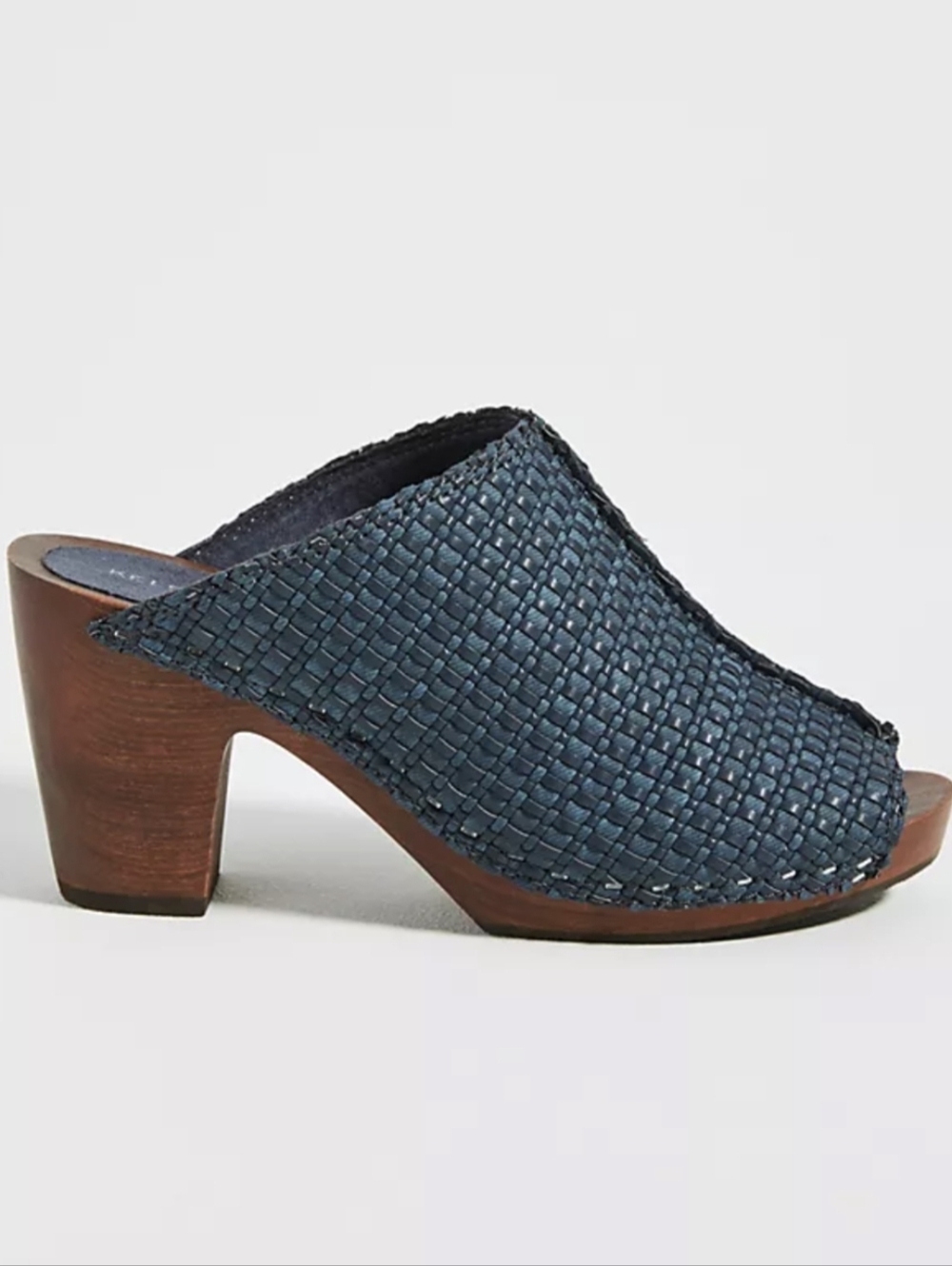 NEW Anthropologie Kelsi Dagger Boulder Clogs Navy Blue Woven Leather Sandal Sz 6